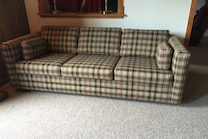 custom sofa in plaid fabric