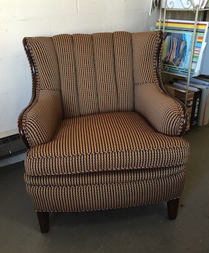 custom wing chair recovered