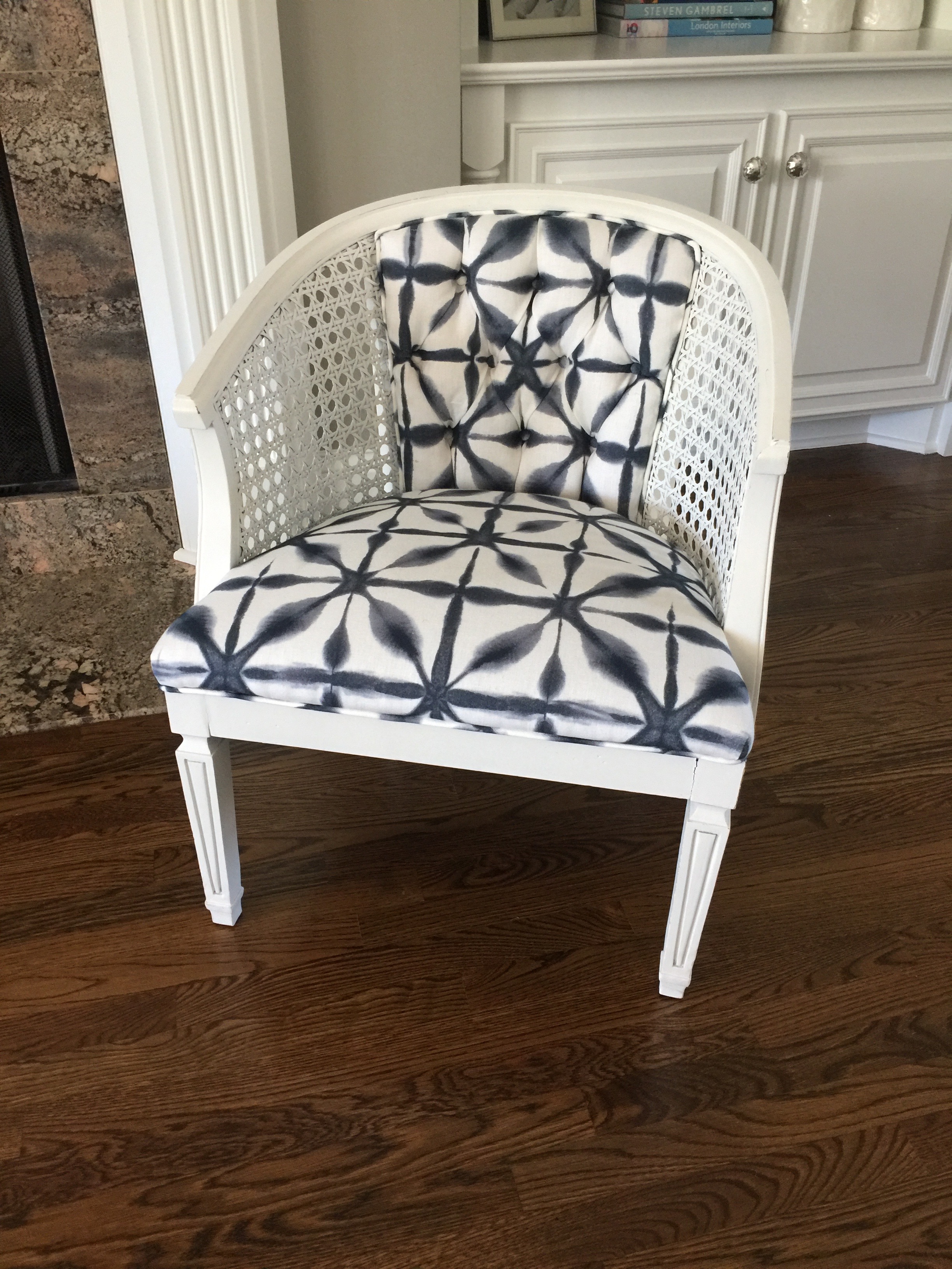 tufted back, chair  recovered